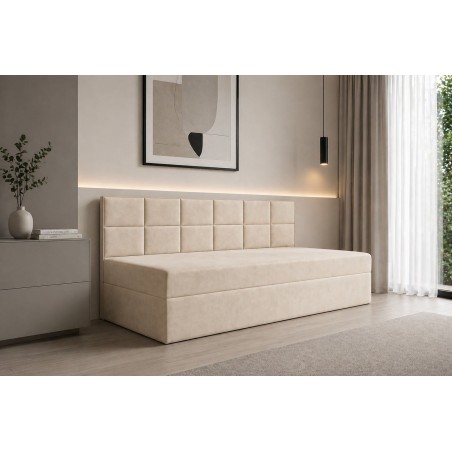 Polsterbett 80x200 cm mit Bettkasten und Seitenblende, Jugendbett MEROO 2M