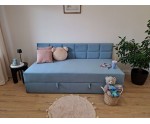 Schlafcouch 100x200 cm, Polsterbett, Einzelbett mit Bettkasten und Seitenblende, MEROO 2M
