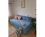 Schlafcouch 100x200 cm, Polsterbett, Einzelbett mit Bettkasten und Seitenblende, MEROO 2M