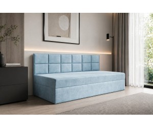 Schlafcouch 100x200 cm, Polsterbett, Einzelbett mit Bettkasten und Seitenblende, MEROO 2M