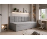 Jugendbett 120x200 cm für Zimmer mit Dachschrägen, Einzelbett mit Bettkasten und niedriger Rückenlehne, MEROO 2M