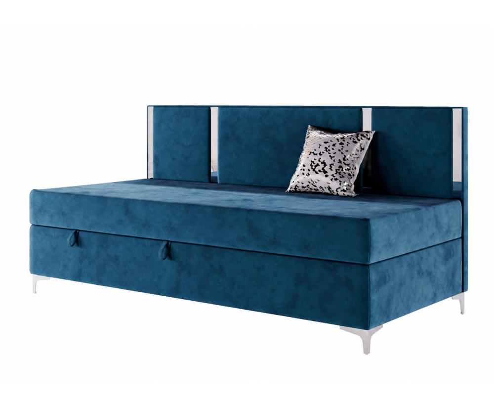 Polsterbett 80x200 cm mit Rückenlehne und Zierleisten Glamour, Einzelbett MEDIOLAN 3M Polsterbett 80x200 cm mit Rückenlehne und Zierleisten Glamour, Einzelbett MEDIOLAN 3M