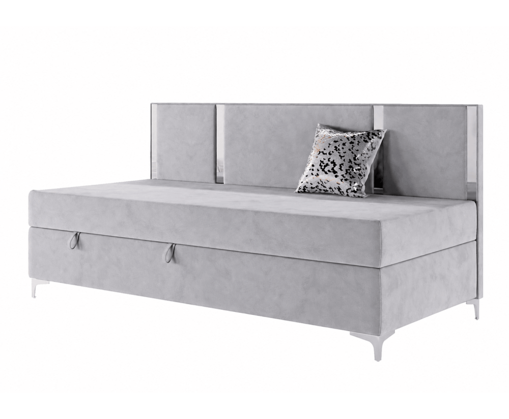 Polsterbett 80x200 cm mit Rückenlehne und Zierleisten Glamour, Einzelbett MEDIOLAN 3M Polsterbett 80x200 cm mit Rückenlehne und Zierleisten Glamour, Einzelbett MEDIOLAN 3M