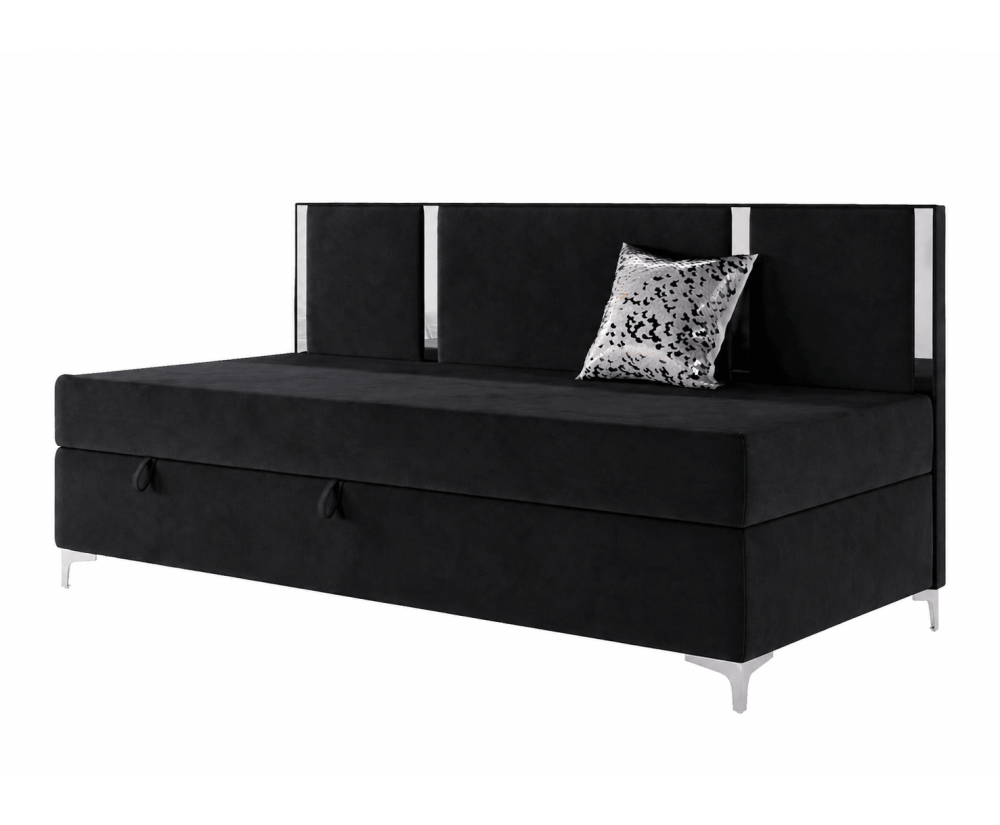 Polsterbett 80x200 cm mit Rückenlehne und Zierleisten Glamour, Einzelbett MEDIOLAN 3M Polsterbett 80x200 cm mit Rückenlehne und Zierleisten Glamour, Einzelbett MEDIOLAN 3M