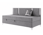 Polsterbett 80x200 cm mit Rückenlehne und Zierleisten Glamour, Einzelbett MEDIOLAN 3M