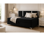 Einzelbett 90x200 cm silbernen Dekorleisten, Bettkasten und Metallfüßen, Polsterbett MEDIOLAN 3M