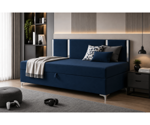Modernes Polsterbett 100x200 cm mit Stauraum und Zierleisten Glamour, Schlafcouch MEDIOLAN 3M