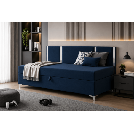 Modernes Polsterbett 100x200 cm mit Stauraum und Zierleisten Glamour, Schlafcouch MEDIOLAN 3M