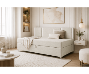 Einzelbett im Glamour-Stil 120x200 cm mit dekorativer Rückenlehne, Schlafcouch MEDIOLAN 3M
