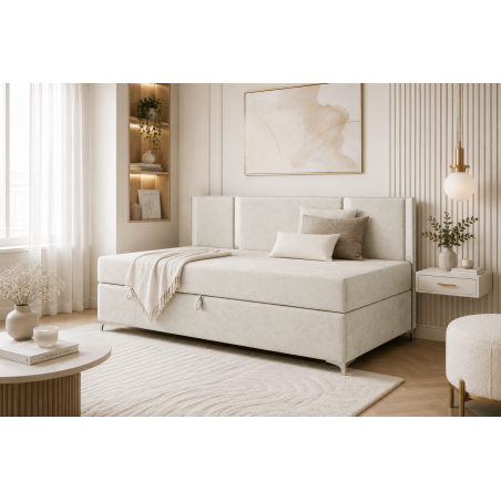 Einzelbett im Glamour-Stil 120x200 cm mit dekorativer Rückenlehne, Schlafcouch MEDIOLAN 3M