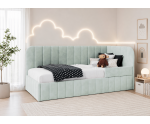 Polsterbett 90x200 cm mit RAUSFALLSCHUTZ, Bettkasten und Lattenrost, für Kinderzimmer, MARIO SM 02B