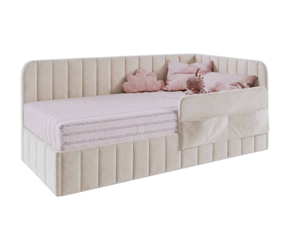 Polsterbett 80x180 cm mit Bettkasten, RAUSFALLSCHUTZ und Seitentaschen, Jugendbett MARIO SM 02K Polsterbett 80x180 cm mit Bettkasten, RAUSFALLSCHUTZ und Seitentaschen, Jugendbett MARIO SM 02K