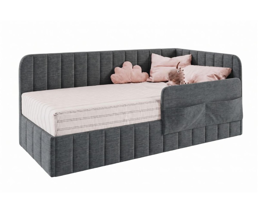 Polsterbett 80x180 cm mit Bettkasten, RAUSFALLSCHUTZ und Seitentaschen, Jugendbett MARIO SM 02K Polsterbett 80x180 cm mit Bettkasten, RAUSFALLSCHUTZ und Seitentaschen, Jugendbett MARIO SM 02K