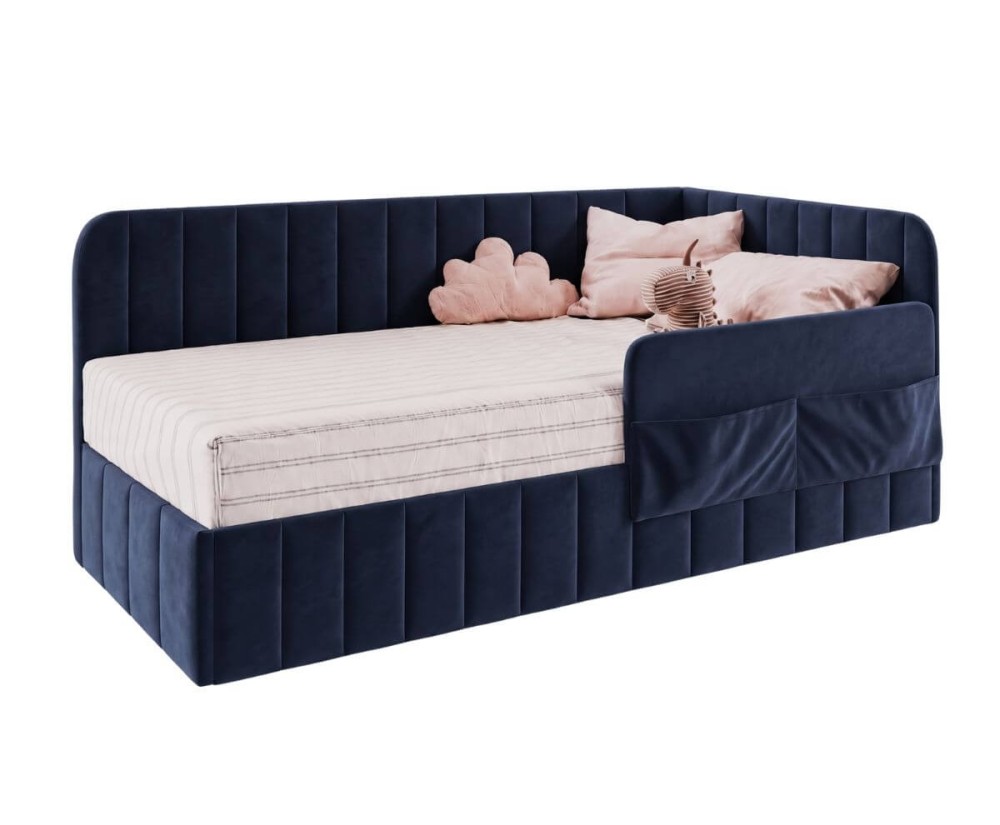 Polsterbett 90x200 cm mit Stauraum, RAUSFALLSCHUTZ und Seitentaschen, Einzelbett MARIO SM 02K Polsterbett 90x200 cm mit Stauraum, RAUSFALLSCHUTZ und Seitentaschen, Einzelbett MARIO SM 02K