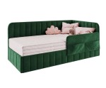 Polsterbett 90x200 cm mit Stauraum, RAUSFALLSCHUTZ und Seitentaschen, Einzelbett MARIO SM 02K