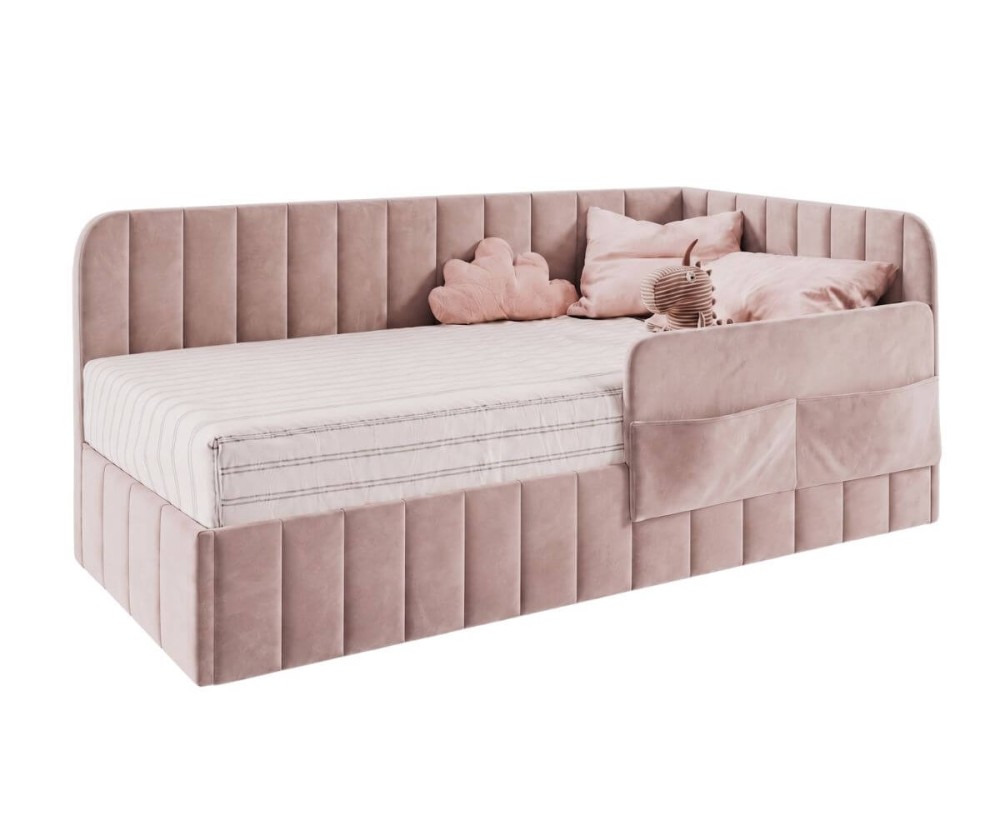 Polsterbett 90x200 cm mit Stauraum, RAUSFALLSCHUTZ und Seitentaschen, Einzelbett MARIO SM 02K Polsterbett 90x200 cm mit Stauraum, RAUSFALLSCHUTZ und Seitentaschen, Einzelbett MARIO SM 02K