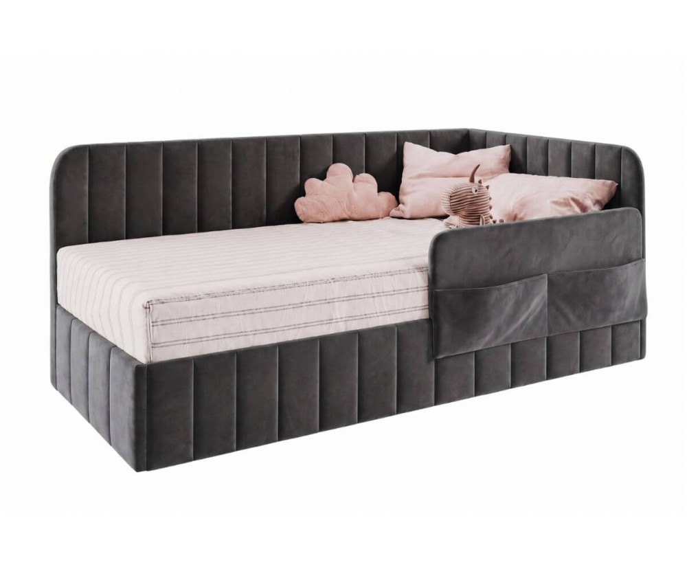 Polsterbett 90x200 cm mit Stauraum, RAUSFALLSCHUTZ und Seitentaschen, Einzelbett MARIO SM 02K Polsterbett 90x200 cm mit Stauraum, RAUSFALLSCHUTZ und Seitentaschen, Einzelbett MARIO SM 02K