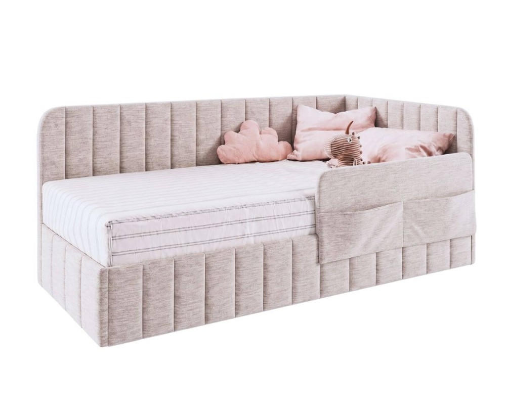Polsterbett 90x200 cm mit Stauraum, RAUSFALLSCHUTZ und Seitentaschen, Einzelbett MARIO SM 02K Polsterbett 90x200 cm mit Stauraum, RAUSFALLSCHUTZ und Seitentaschen, Einzelbett MARIO SM 02K