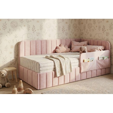 Singlebett 100x200 cm mit Stauraum, RAUSFALLSCHUTZ und Seitentaschen, Einzelbett MARIO SM 02K