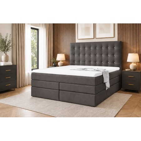 Doppelbett 160x200 cm im Glamour-Stil, Kontinentalbett mit 2 Matratzen, Kopfteil mit Kristallen, MAGNUS 11B