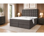 Doppelbett 160x200 cm im Glamour-Stil, Kontinentalbett mit 2 Matratzen, Kopfteil mit Kristallen, MAGNUS 11B