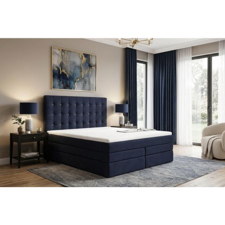 Glamour Bett 180x200 cm, Boxspringbett mit 2 Matratzen, Kopfteil mit Kristallen, MAGNUS 11B