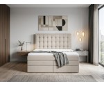 Glamour Bett 180x200 cm, Boxspringbett mit 2 Matratzen, Kopfteil mit Kristallen, MAGNUS 11B