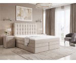 Großes Kontinentalbett 200x200 cm, Doppelbett, Kopfteil mit Kristallen, Matratze zur Auswahl, MAGNUS 11B