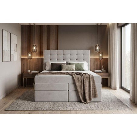 Kontinentalbett 160x200 cm, Doppelbett mit Bettkasten, hohes Kopfteil gesteppt, MAGNUS 2B DUO