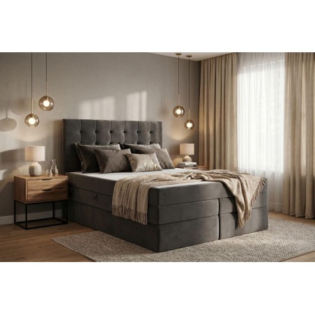 Komfortbett 180x200 cm, Boxspringbett mit Bettkasten, hohes Kopfteil gesteppt, MAGNUS 2B DUO