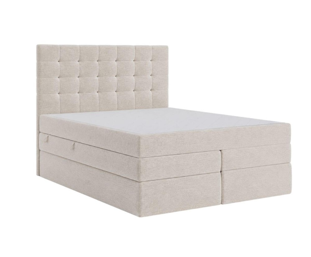 Boxspringbett 200x200 cm mit 2 Matratzen, 2 separate Bettkästen, niedriges Kopfteil auf Wunsch für Dachschräge, MAGNUS 2B DUO