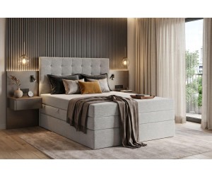 Boxspringbett 200x200 cm mit 2 Matratzen, 2 separate Bettkästen, niedriges Kopfteil auf Wunsch für Dachschräge, MAGNUS 2B DUO