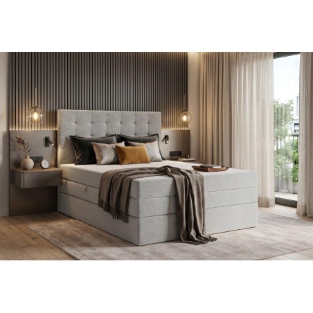 Boxspringbett 200x200 cm mit 2 Matratzen, 2 separate Bettkästen, niedriges Kopfteil auf Wunsch für Dachschräge, MAGNUS 2B DUO