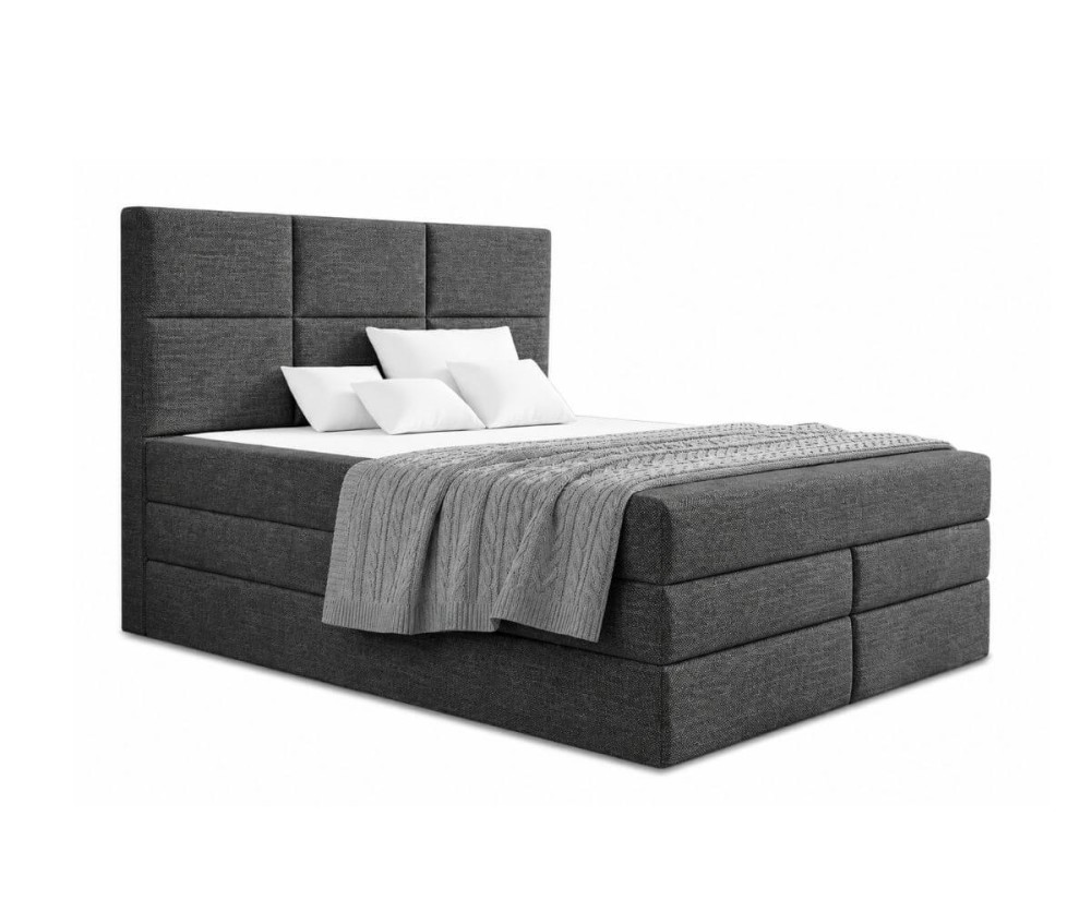 Boxspringbett 140x200 cm, Ehebett mit Bettkasten, 2 Matratzen, niedriges Kopfteil auf Wunsch, MAGNUS 7B