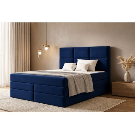 Boxspringbett 140x200 cm, Ehebett mit Bettkasten, 2 Matratzen, niedriges Kopfteil auf Wunsch, MAGNUS 7B