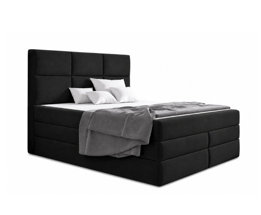 Kontinentalbett 160x200 cm, Doppelbett mit hohem Kopfteil, 2 Matratzen, MAGNUS 7B
