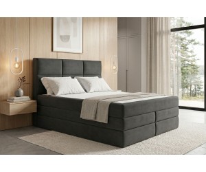Kontinentalbett 160x200 cm, Doppelbett mit hohem Kopfteil, 2 Matratzen, MAGNUS 7B