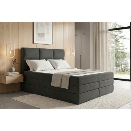 Kontinentalbett 160x200 cm, Doppelbett mit hohem Kopfteil, 2 Matratzen, MAGNUS 7B