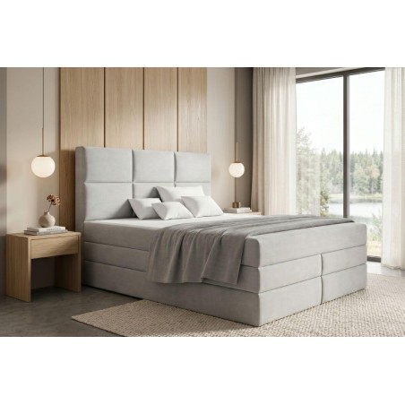 Doppelbett 180x200 cm, Boxspringbett mit 2 Matratzen, 2 separate Bettkästen, Bett für Dachschräge, MAGNUS 7B
