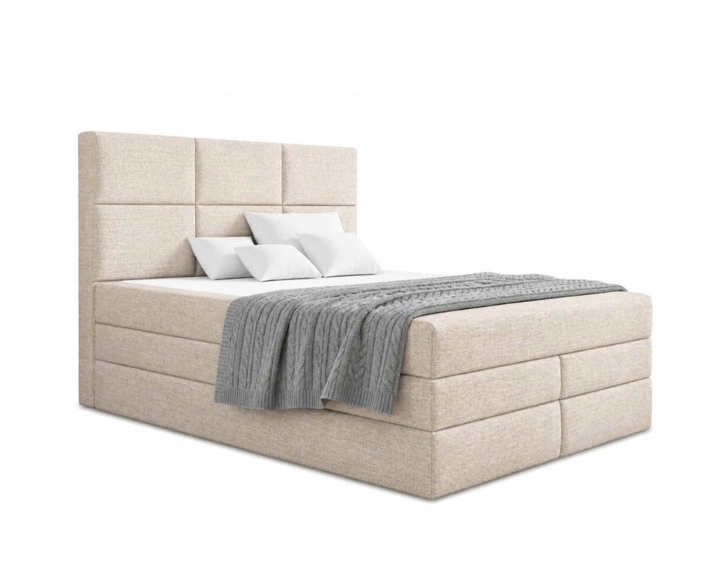 Bequemes Ehebett 200x200 cm, Kontinentalbett mit 2 Matratzen und 2 Bettkästen, niedriges Kopfteil auf Wunsch, MAGNUS 7B