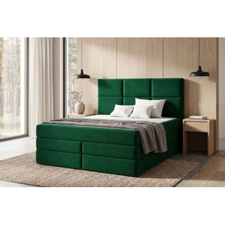 Bequemes Ehebett 200x200 cm, Kontinentalbett mit 2 Matratzen und 2 Bettkästen, niedriges Kopfteil auf Wunsch, MAGNUS 7B