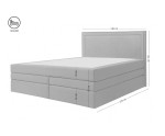 Elegantes Boxspringbett 140x200 cm mit Polsternagelband am Kopfteil, Ehebett mit Bettkasten, PRESTO 2K