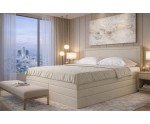 Elegantes Bett 160x200 cm mit zwei Matratzen und Bettkasten, Kopfteil mit Polsternagelband, Ehebett PRESTO 2K