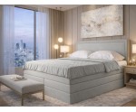 Elegantes Bett 160x200 cm mit zwei Matratzen und Bettkasten, Kopfteil mit Polsternagelband, Ehebett PRESTO 2K