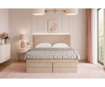 Elegantes Bett 160x200 cm mit zwei Matratzen und Bettkasten, Kopfteil mit Polsternagelband, Ehebett PRESTO 2K Elegantes Bett 160x200 cm mit zwei Matratzen und Bettkasten, Kopfteil mit Polsternagelband, Ehebett PRESTO 2K