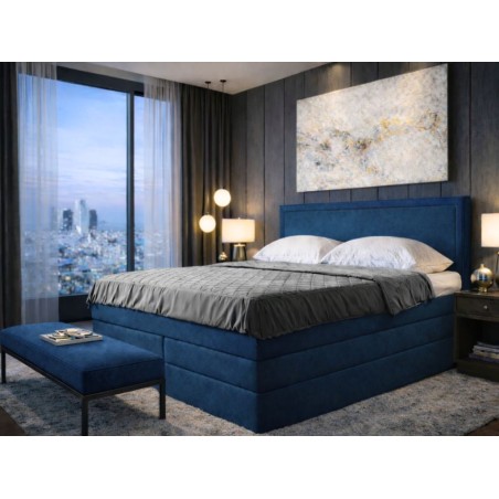 Elegantes Bett 160x200 cm mit zwei Matratzen und Bettkasten, Kopfteil mit Polsternagelband, Ehebett PRESTO 2K