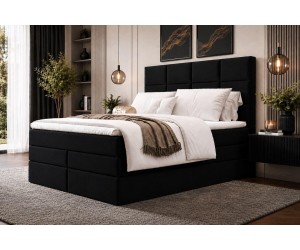 Boxspringbett 140x200 cm mit Bettkasten und hohem Kopfteil, Ehebett MAGNUS 10B