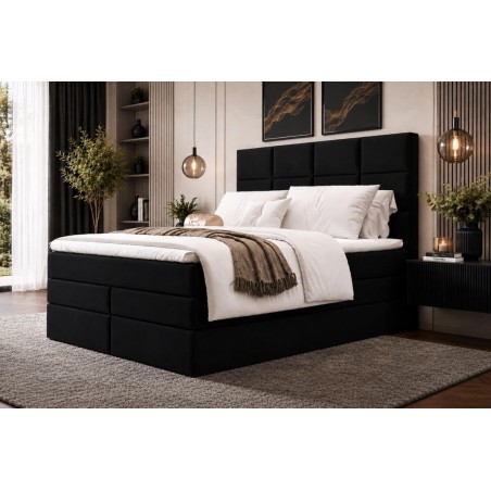 Boxspringbett 140x200 cm mit Bettkasten und hohem Kopfteil, Ehebett MAGNUS 10B