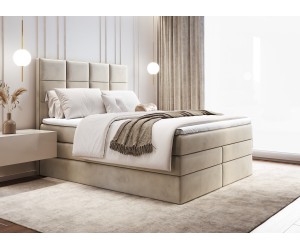 Boxspringbett 200x200 cm mit elegantem Kopfteil, Bett für Dachschräge, Farbvarianten, Doppelbett MAGNUS 10B