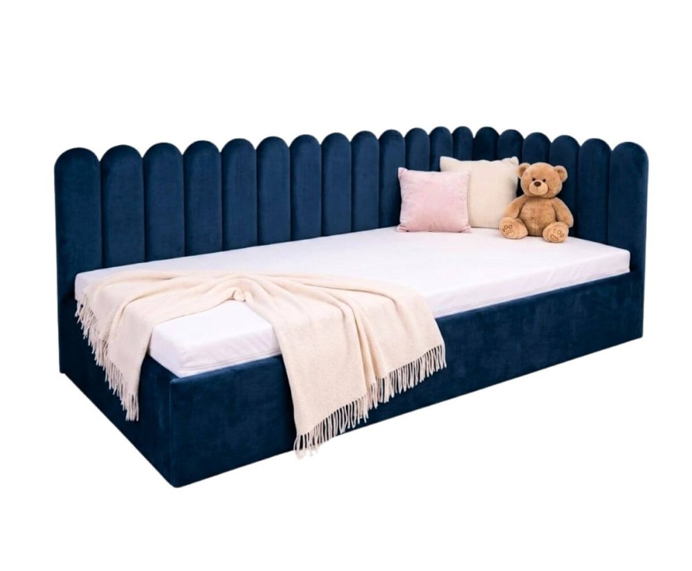 Polsterbett 90x200 cm mit Paneelen im Zaun-Design und Bettkasten, Jugendbett LILO SM 02 Polsterbett 90x200 cm mit Paneelen im Zaun-Design und Bettkasten, Jugendbett LILO SM 02